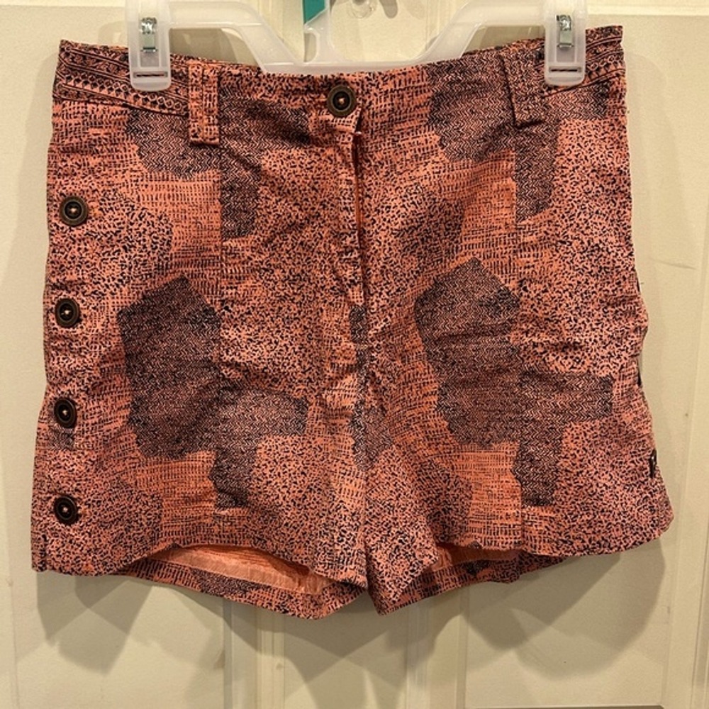 Cartonnier Anthropologie Women Coral Pink Print Sailor Shorts Size 4 Boho Resort
